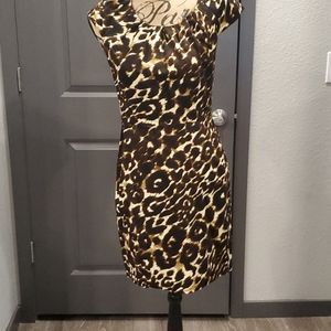 Calvin Klein Women's Leopard Print fitted dress